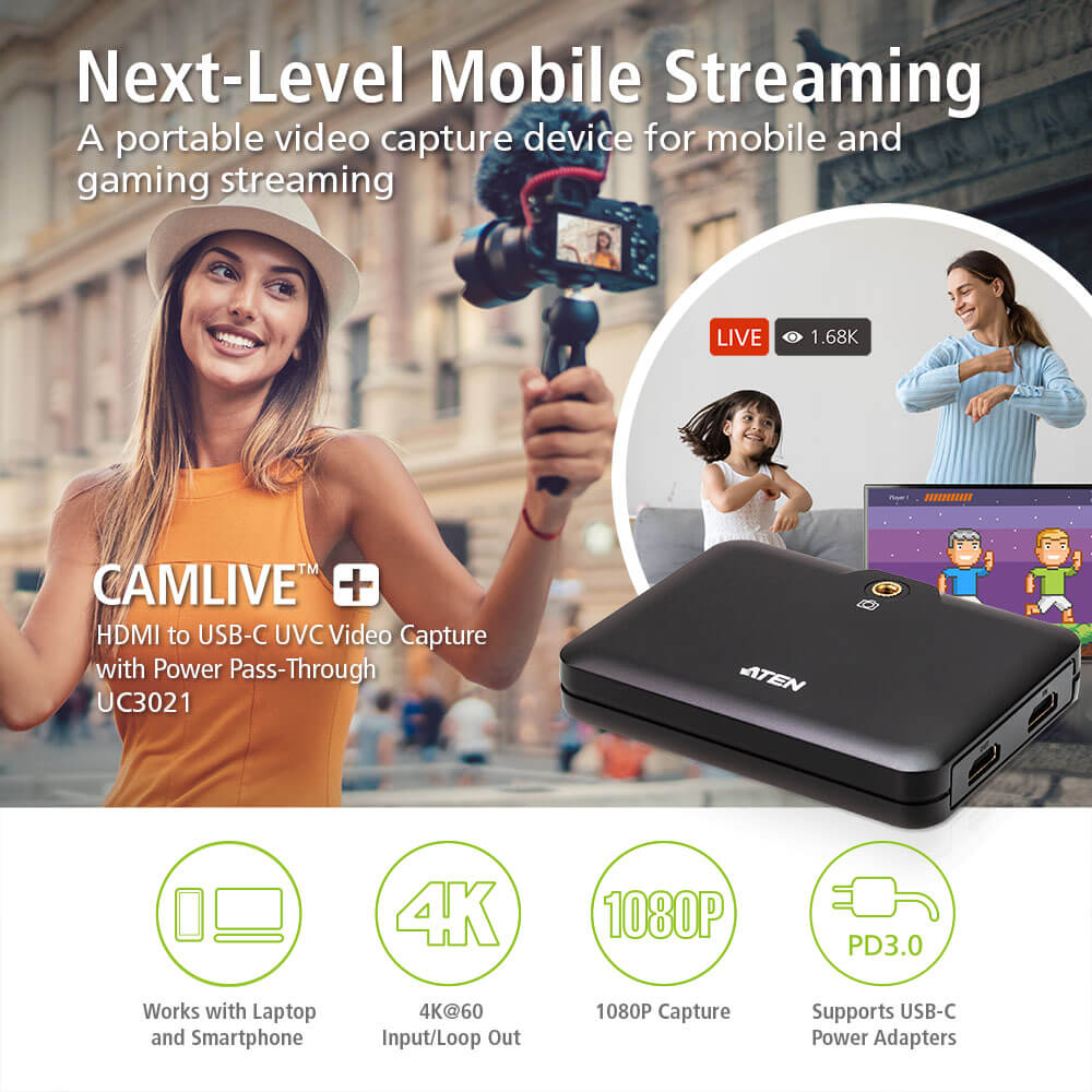 کپچر ویدیو HDMI to USB-C UVC آتن مدل ATEN UC3021 CAMLIVE™+