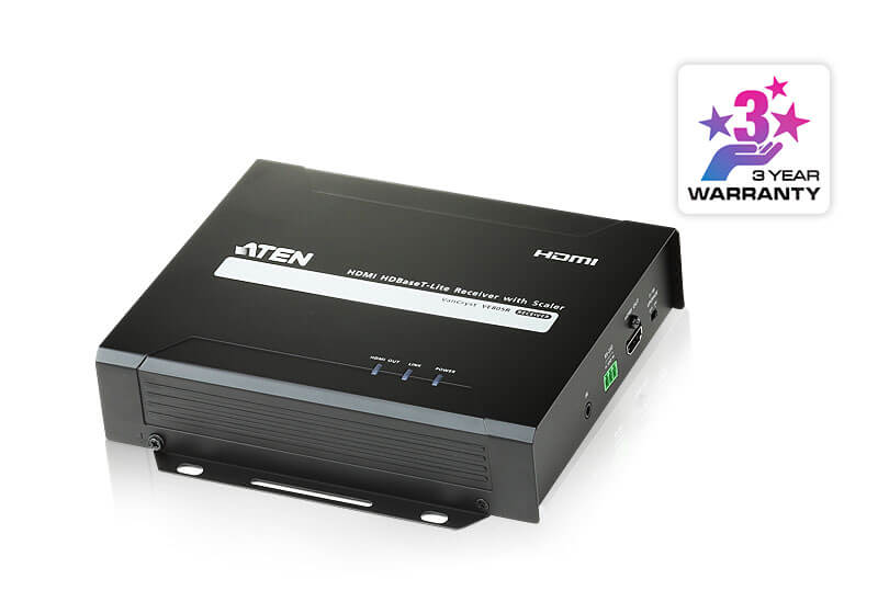 گیرنده HDMI HDBaseT-Lite آتن مدل Aten VE805R را می توان با محصولات ATEN HDMI HDBaseT ترکیب کرد تا صفحه نمایش HDMI را تا 60 متر از دستگاه منبع HDMI گسترش داد، البته این کار با کمک کابل Cat5e/Cat6a قابل انجام است