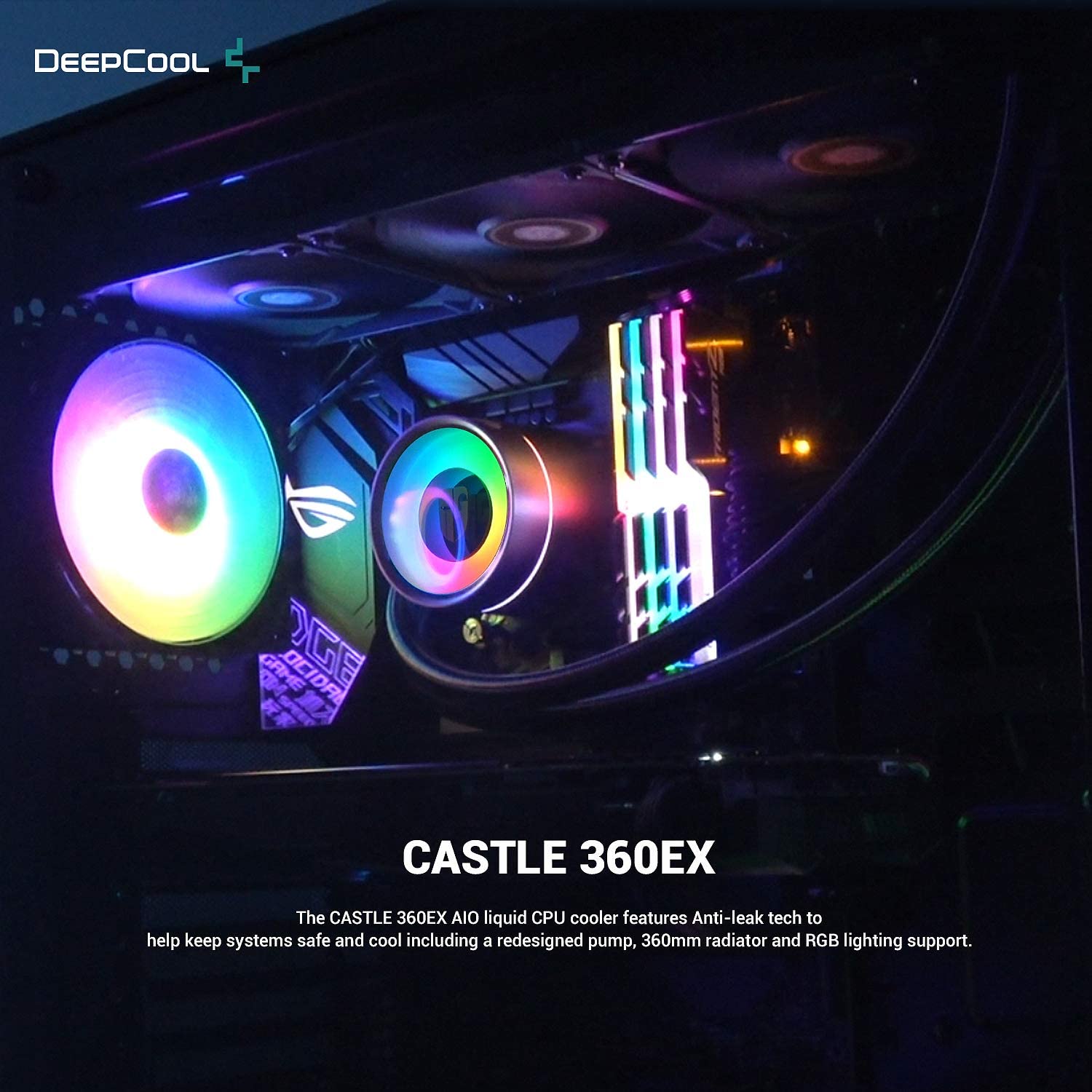 این محصول از طراحی DeepCool Castle EX infinity با تغییرات جدیدی استفاده شده است. شما می توانید لوگوی جدید DeelCool را روی تراشه مشاهده کنید