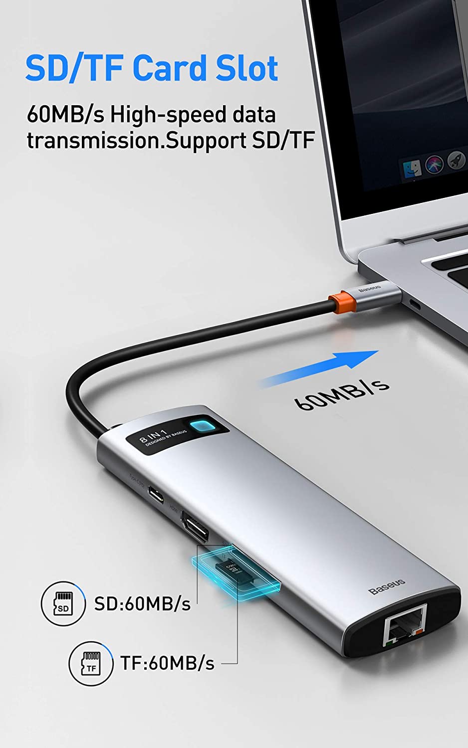 هاب 6 پورت USB Type-C باسئوس Baseus CAHUB-CW0G