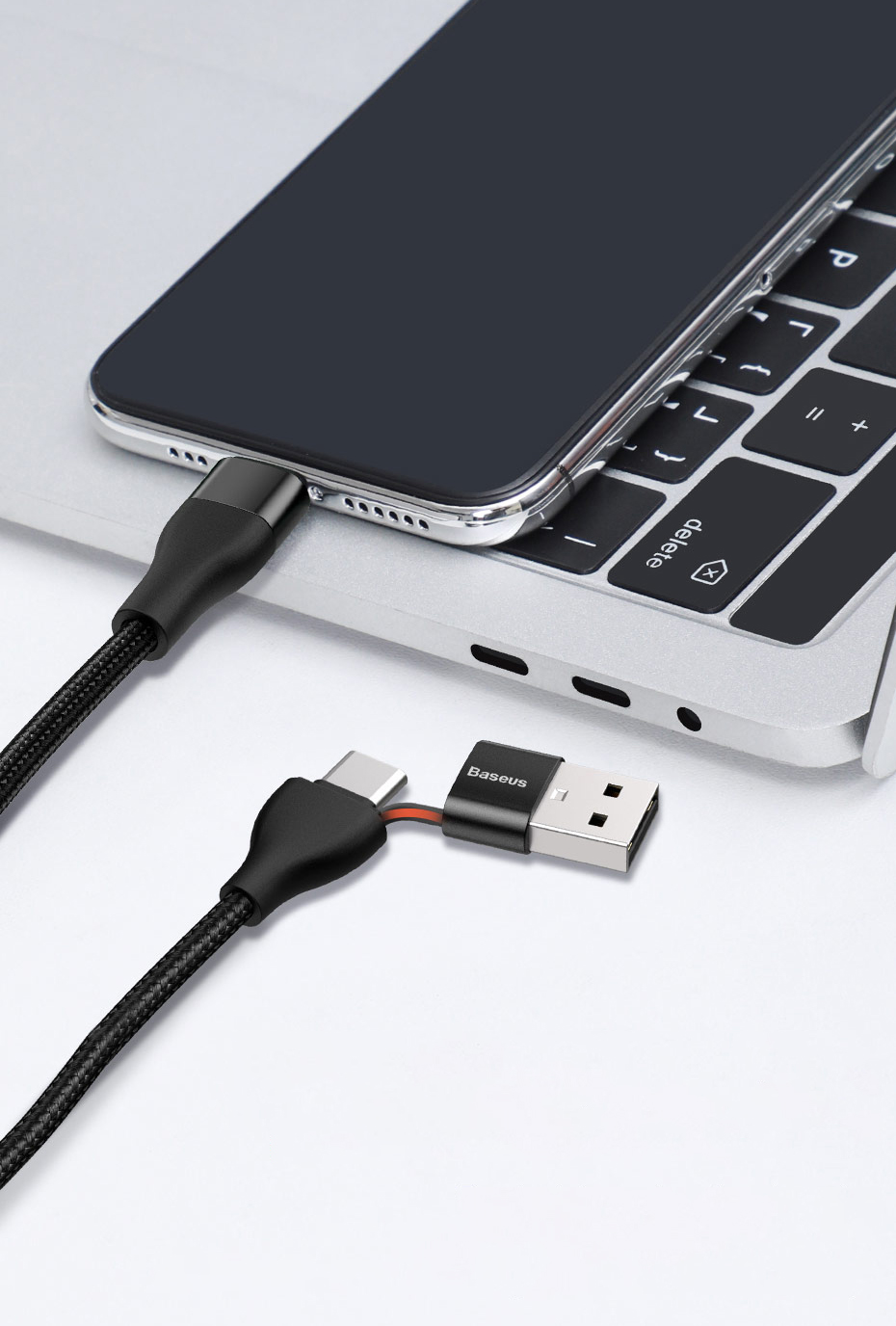کابل تبدیل USB-A/USB-C به لایتنینگ باسئوس مدل Baseus CATLYW-G01