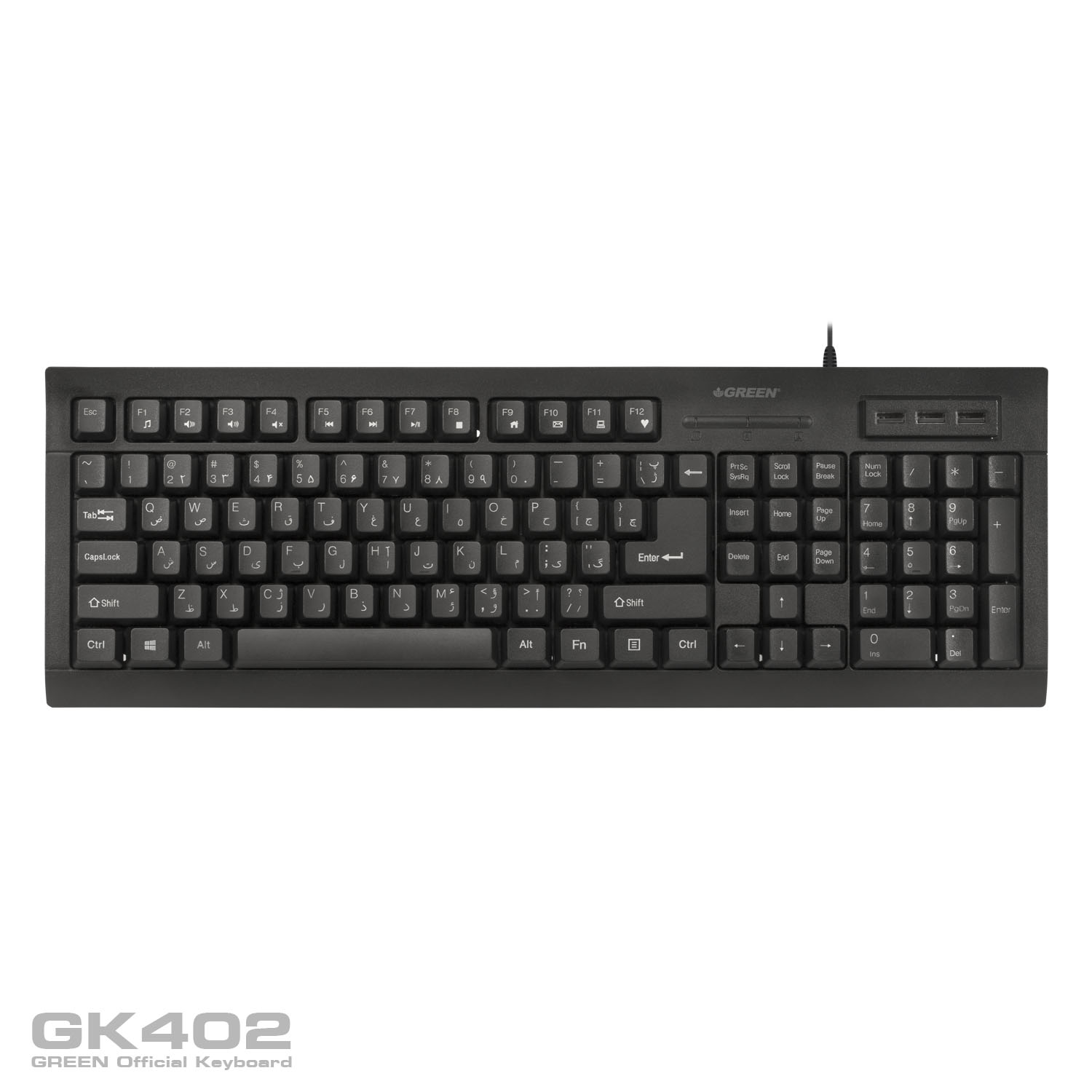 کیبورد گرین باحروف فارسی مدل GK402 - مشکی