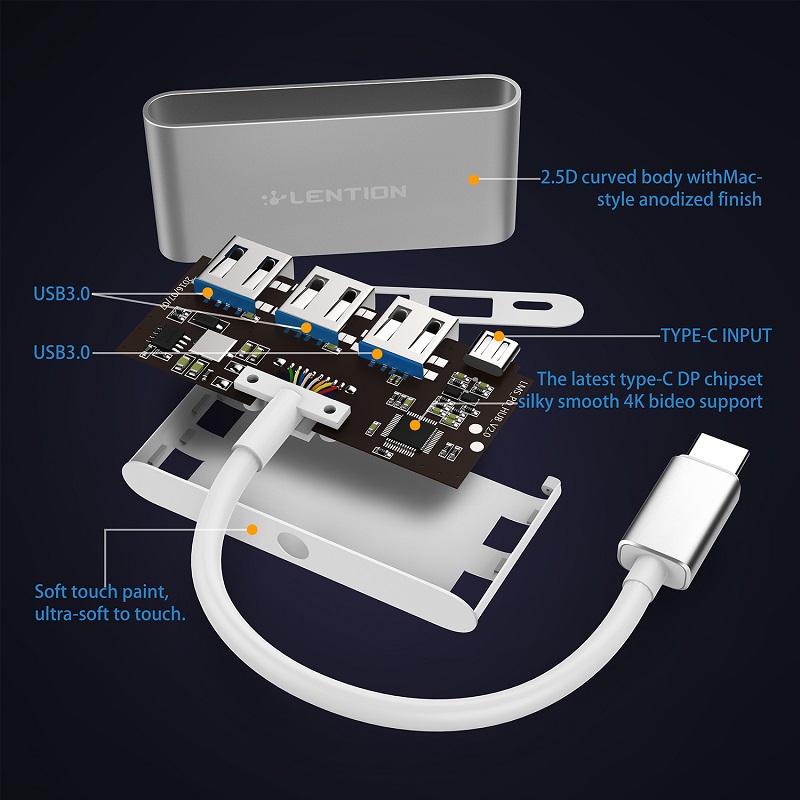 هاب Type-C لنشن C13SE خاکستری