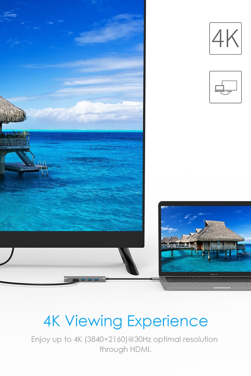 داک استیشن Type-C لنشن C34 نقره ای