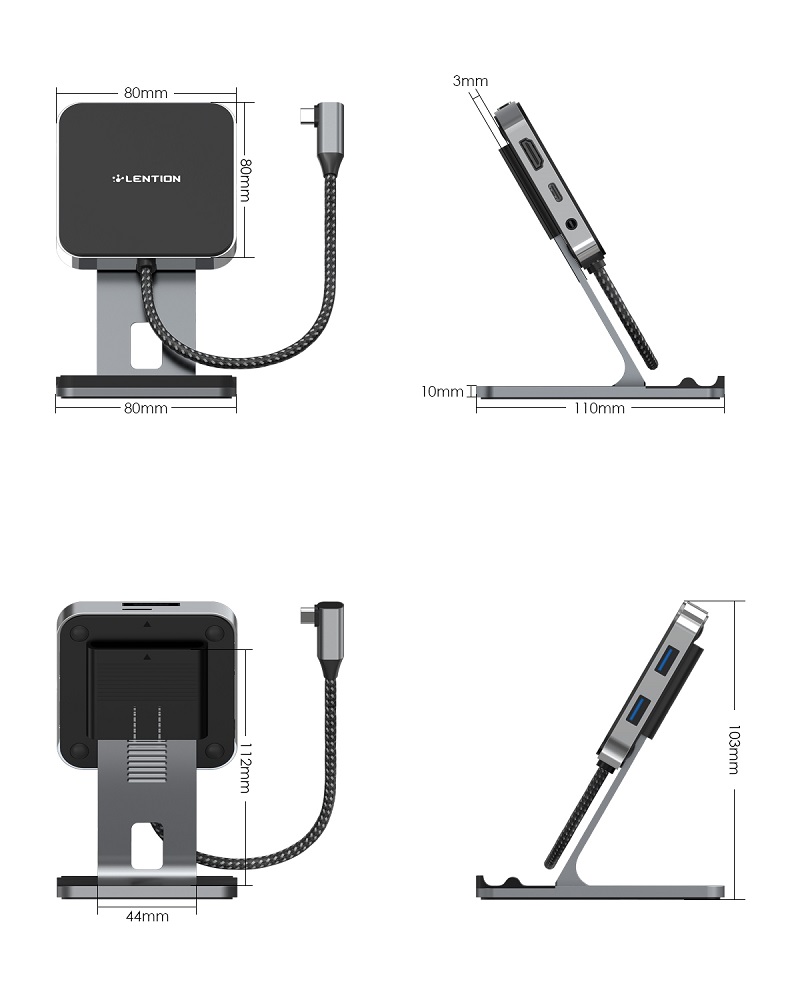 داک استیشن Type-C لنشن D42 خاکستری