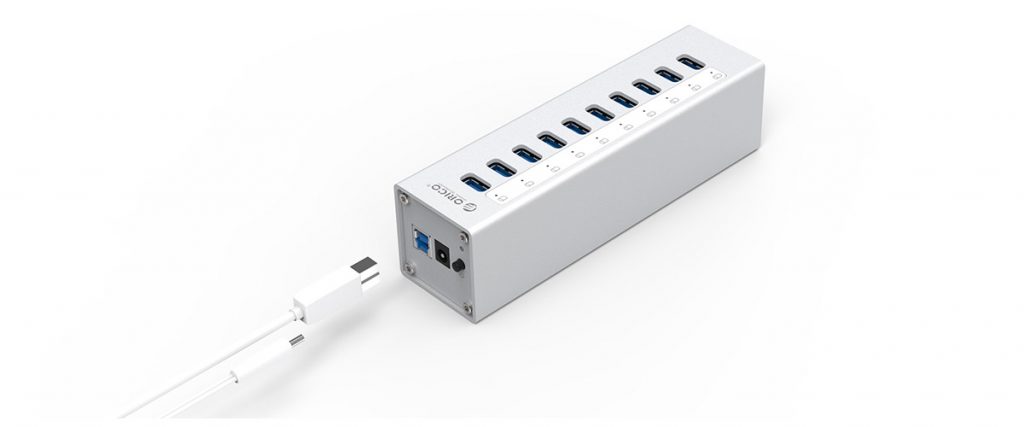 هاب 10 پورت 3.0 USB آلومنیومی با آداپتور مدل  ORICO A3H10