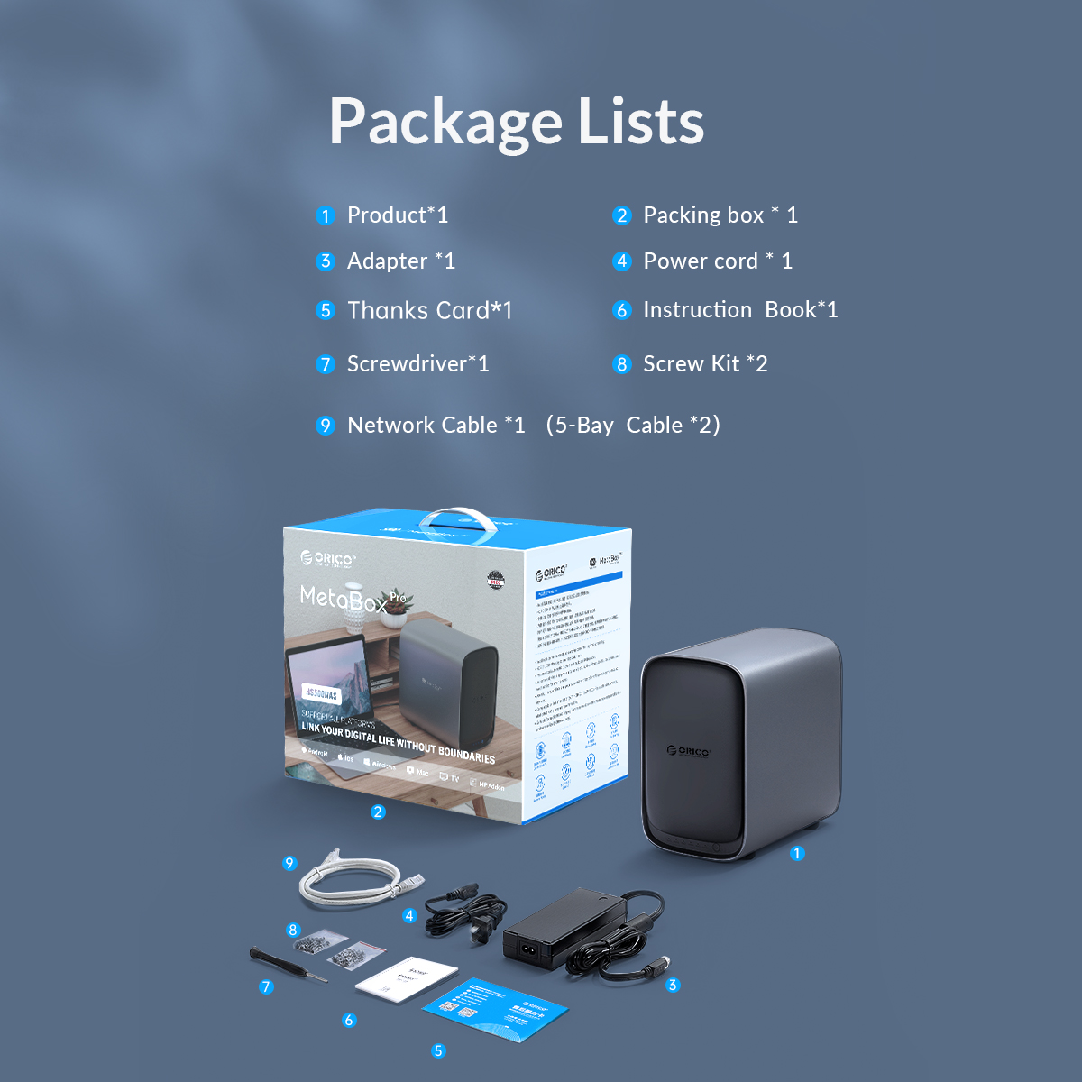 ذخیره ساز 2.5 / 3.5 اینچ NAS شبکه دو Bay اوریکو HS200-EU