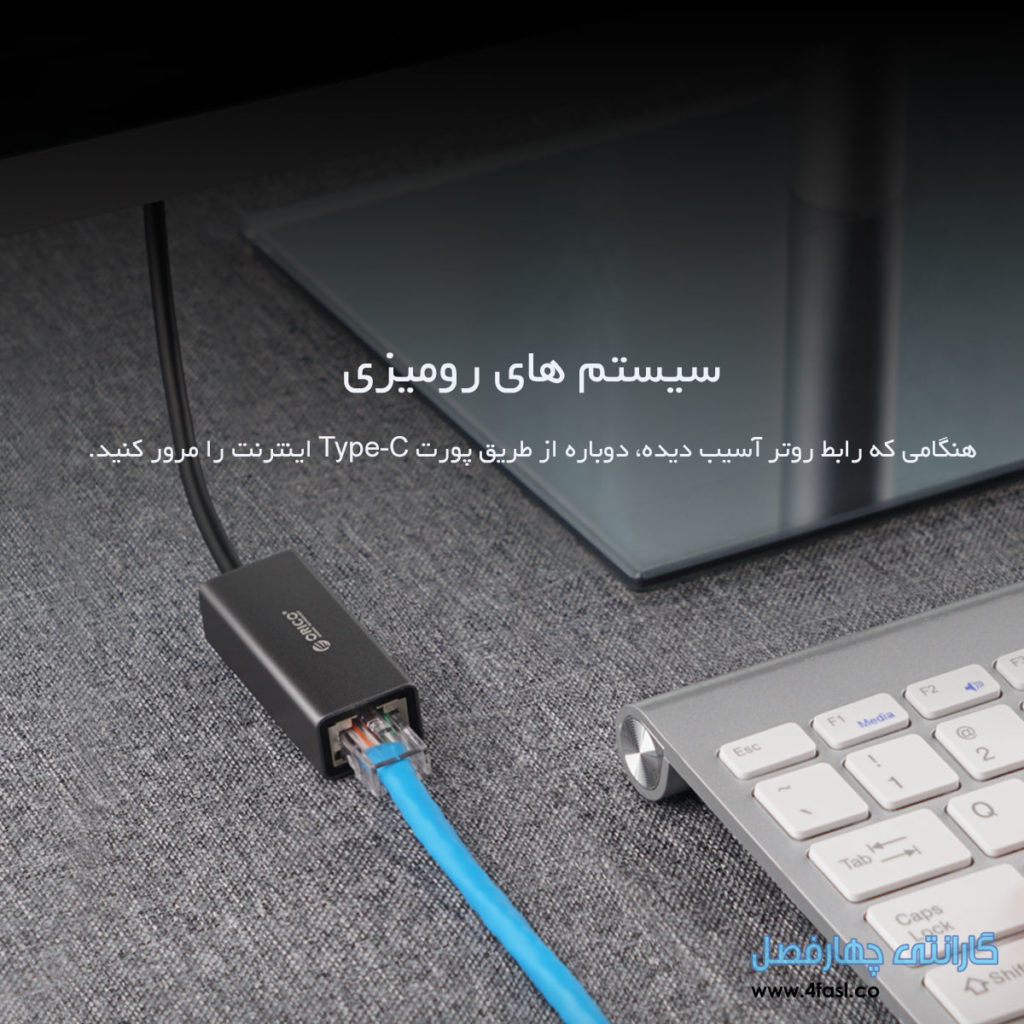 اینترنت گردی توسط پورت ورودی Type-C زمانی که ورودی روتر آسیب دیده است