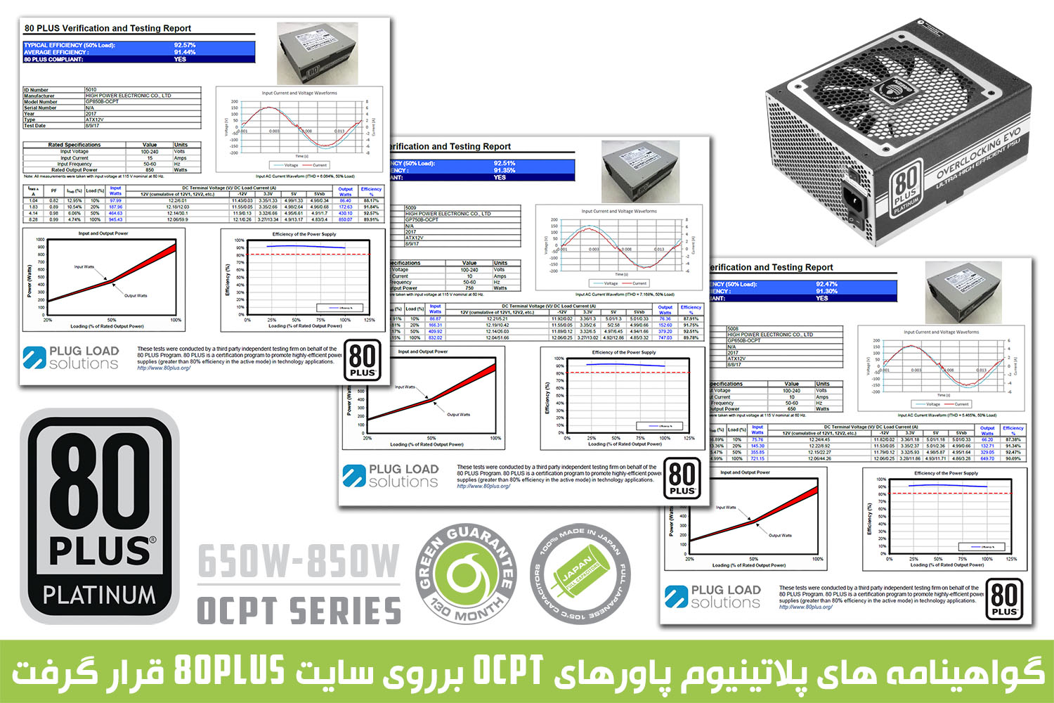 گواهینامه های 80PLUS Platinum پاورهای OCPT
