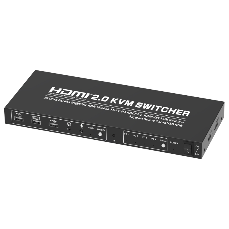 سوئیچ کی وی ام 4 پورت HDMI 2.0v 4K@60 تی سی تی مدل TCT TC-KSW-41U