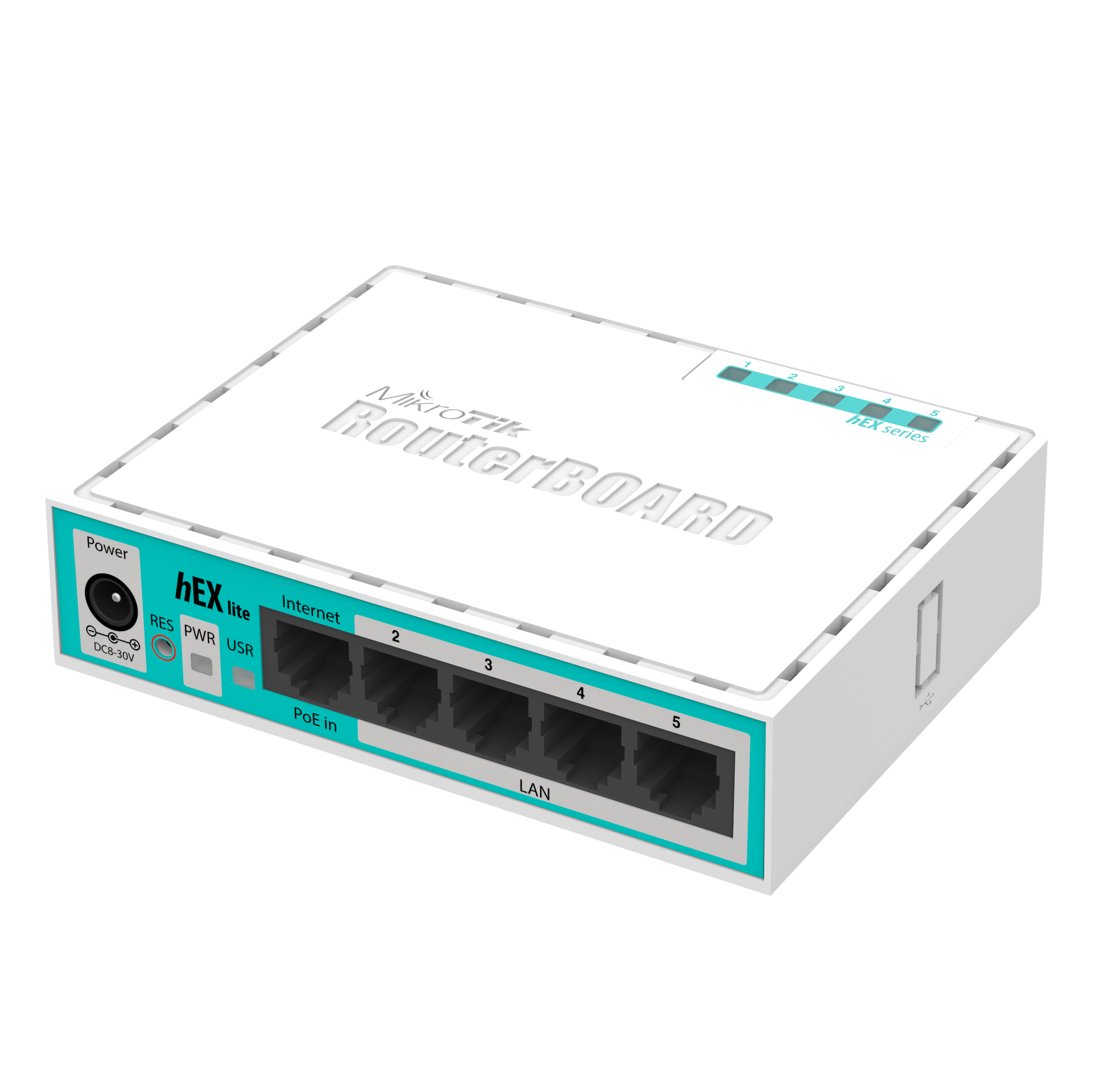 ایده آل برای راه حل های خانگی یا اداری. این روتر بر روی یک پردازنده 850 مگاهرتز کار می کند و 64 مگابایت رم دارد.   hEX lite یک روتر اترنت پنج پورت کوچک در یک جعبه پلاستیکی زیبا است.